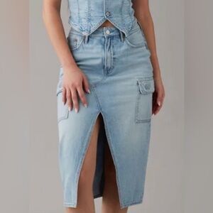 NWT American Eagle Outfitters High-Rise Midi Denim Skirt Size 10 30W